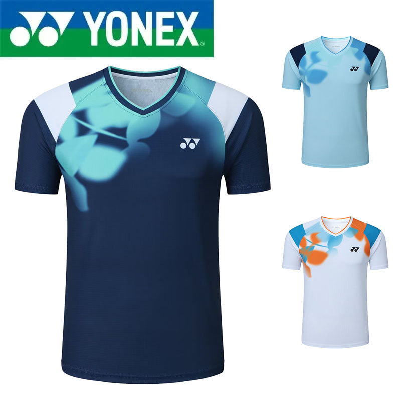 Badminton Yonex Original - YONEX Badminton Kurzarm-Shirt, feuchtigkeitsableitend, atmungsaktiv, Trainings-Sportbekleidung,